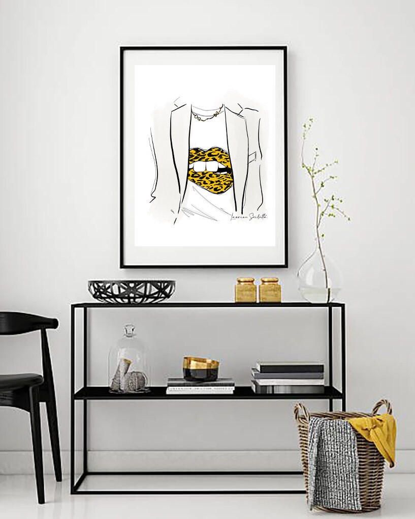 Illustration Imprimée Poster et Carte Postale Mode Léopard Pour Décoration Maison Idée Cadeau