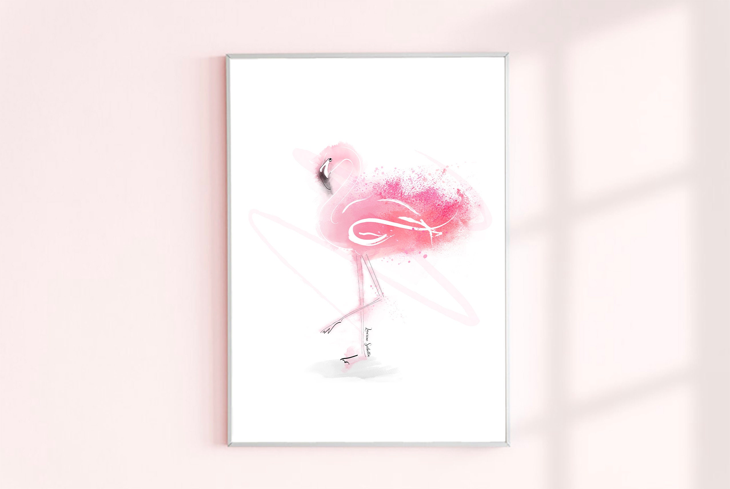 Illustration Imprimée Poster et Carte Postale Flamingo Pour Décoration Maison Idée Cadeau