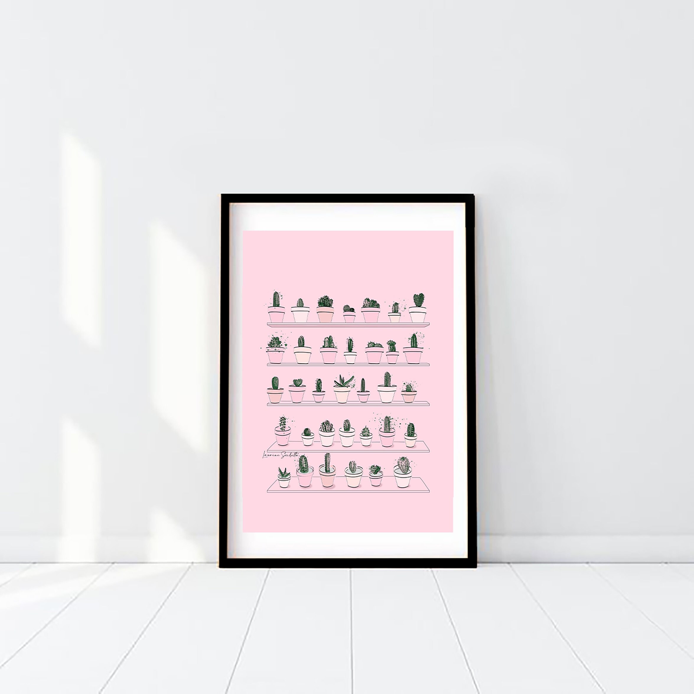 Illustration Imprimée Poster et Carte Postale Cactus Rose Pour Décoration Maison Idée Cadeau