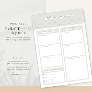 Nota del día del maestro suplente, comentarios del maestro sustituto