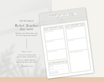 Relief Lehrertag Notiz, Ersatzlehrer Feedback