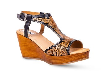 TALITHA High Front Hand tooled heels by Myra Bag