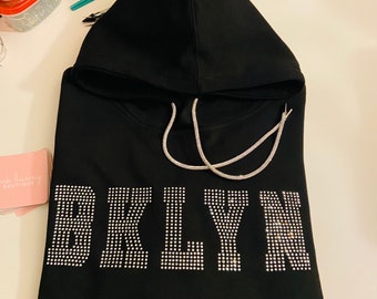 BKLYN (Brooklyn) Unisex Rhinestone pullover Hoodie by Pnk Bunny