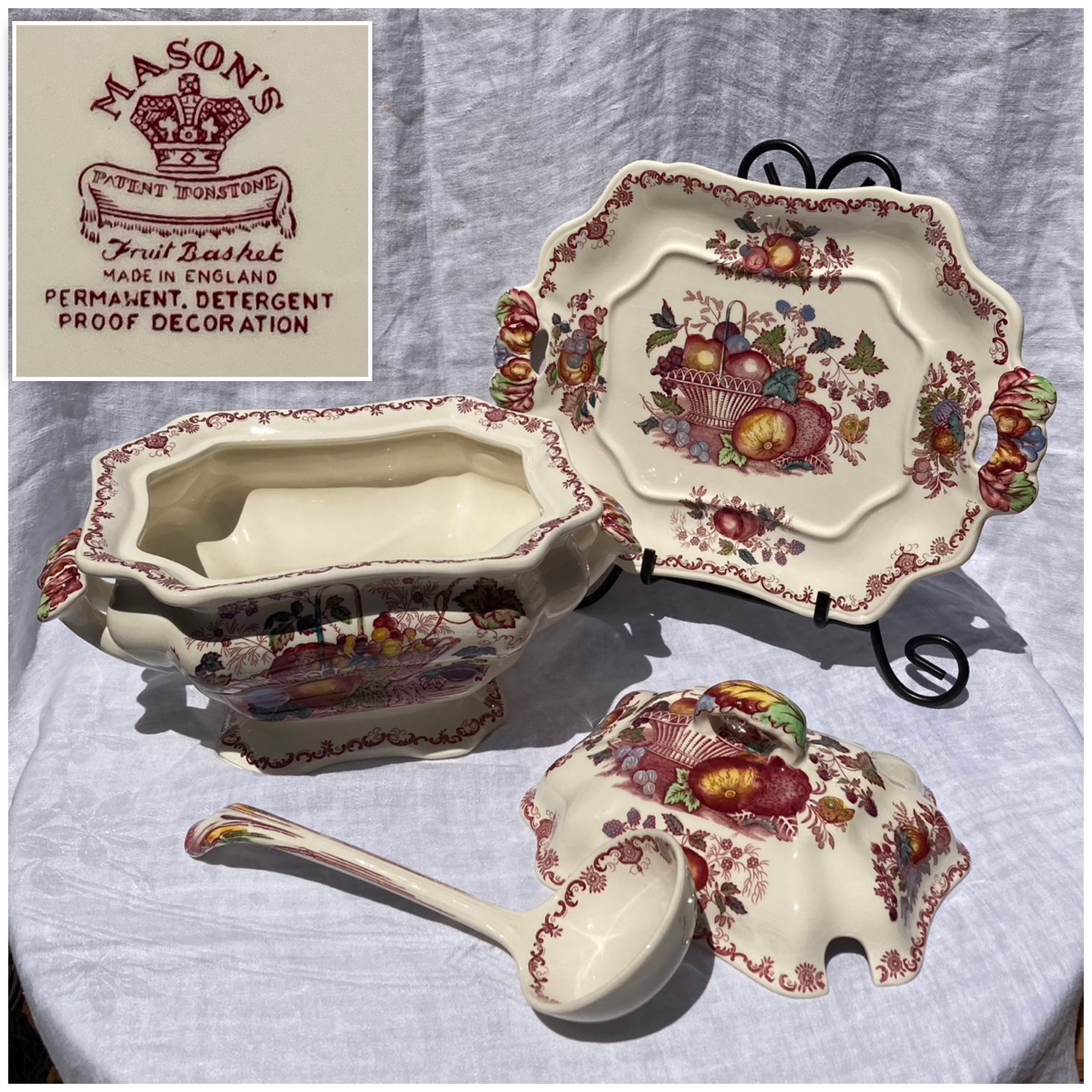 美品]英国Mason'sメイソンズ FruitBasket スクエアプレート