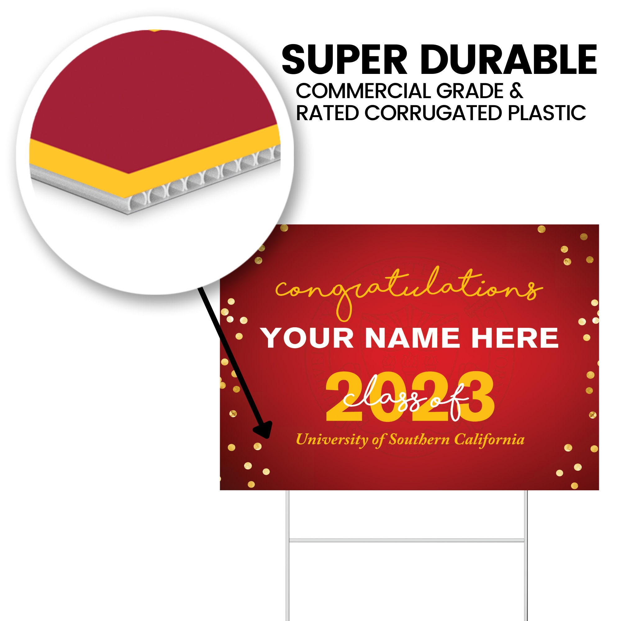 Custom Confetti Yard Sign Official USC Staked Sign for Etsy