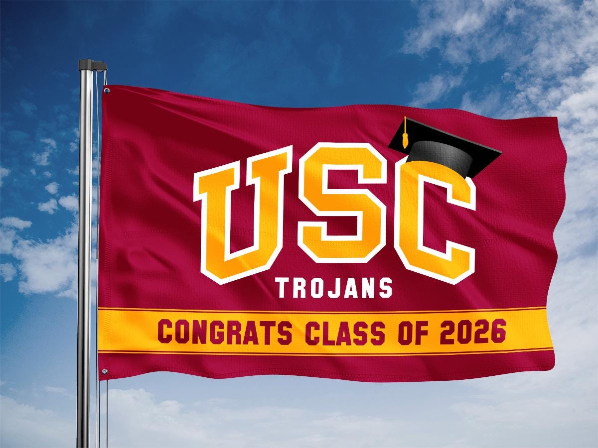 USC Trojans Garden Flag – 'Fight On' Yard Banner – 13x18 Inches – Maroon Polyester