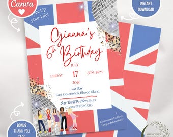 Spice Girls 90s Birthday Invitation | Girls Night Tween Party (Digital Download)