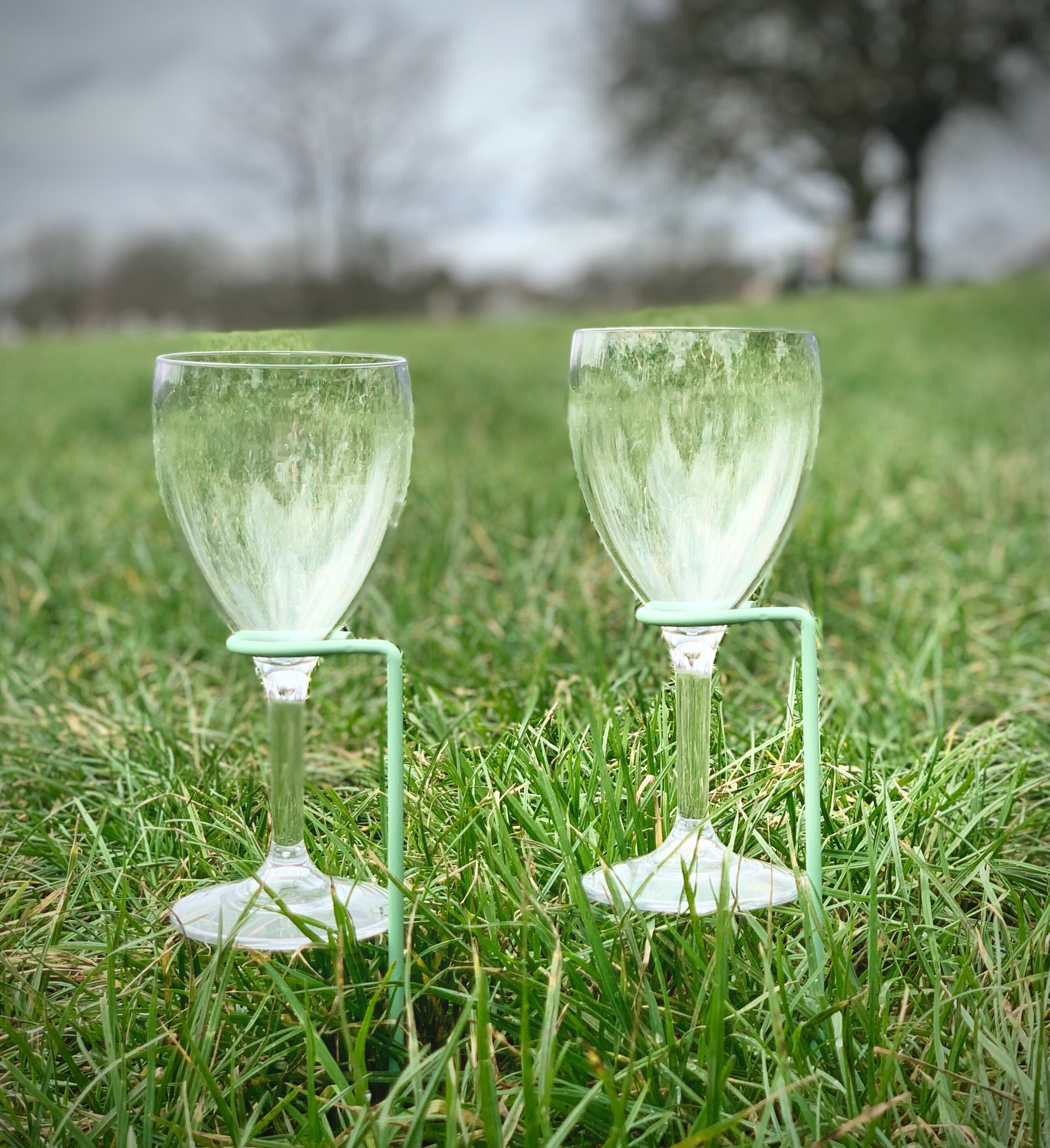 Wine & Champagne Glass Stakes Wine Glass Holder Garden Etsy