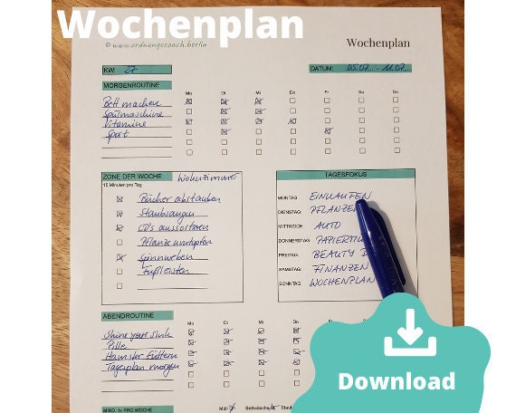 Vorlage Haushaltsplan Flylady Putzplan PDF zum Ausdrucken - Etsy.de