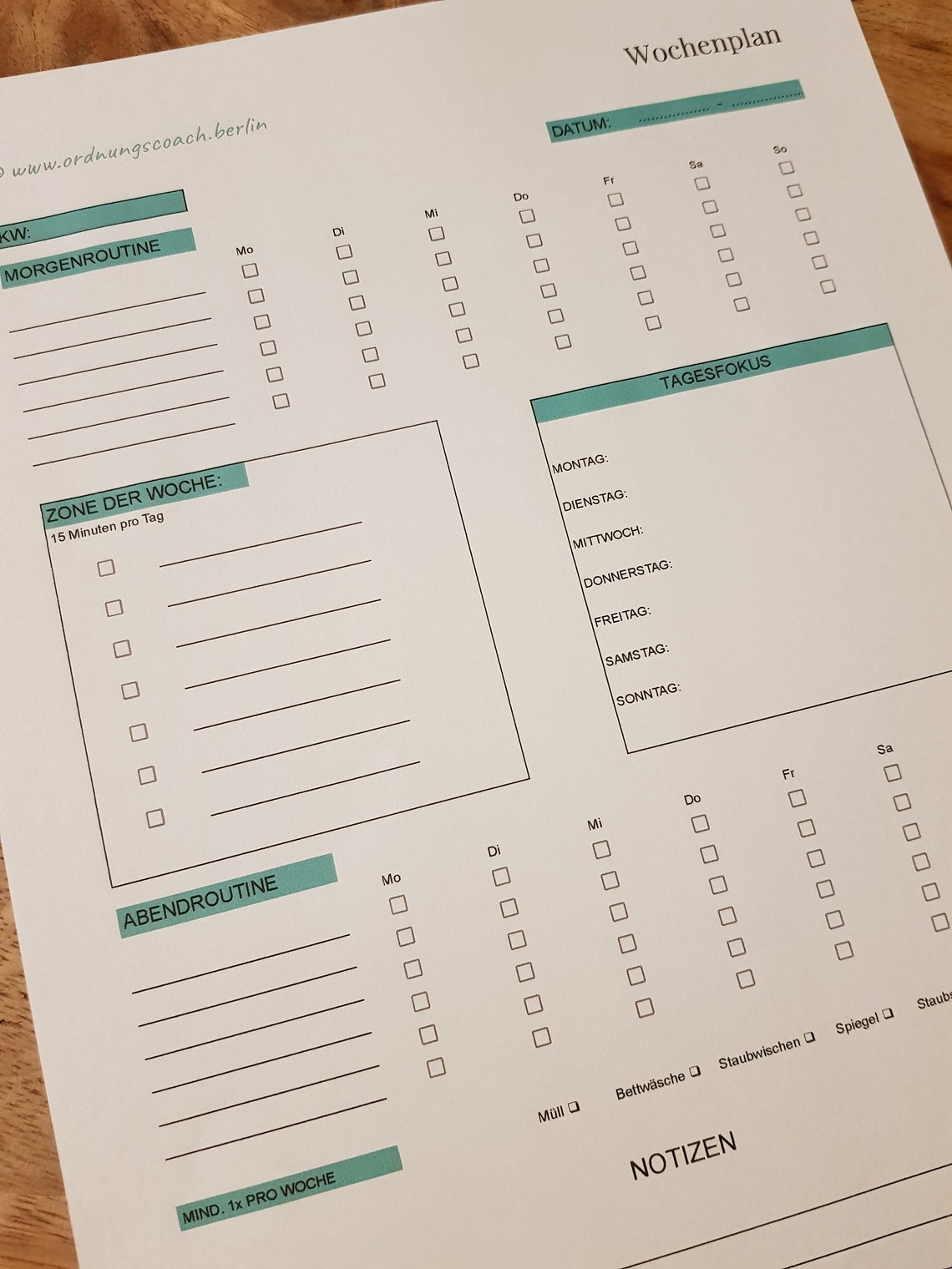 Vorlage Haushaltsplan Flylady Putzplan PDF zum Ausdrucken - Etsy.de
