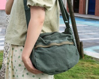 Minimalist Crossbody Bag, Canvas Messenger Bag, Cotton Canvas Messenger Bag, Simplicity Shoulder Bag, Work Bag, School Bag, Streetwear Bag
