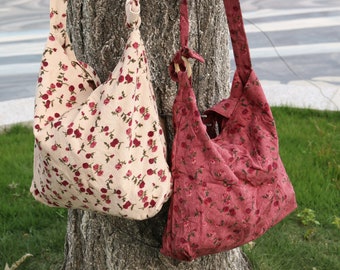 Sac à fleurs vintage floral, sac de tous les jours, sac fourre-tout, sac à provisions écologique, sac de tous les jours