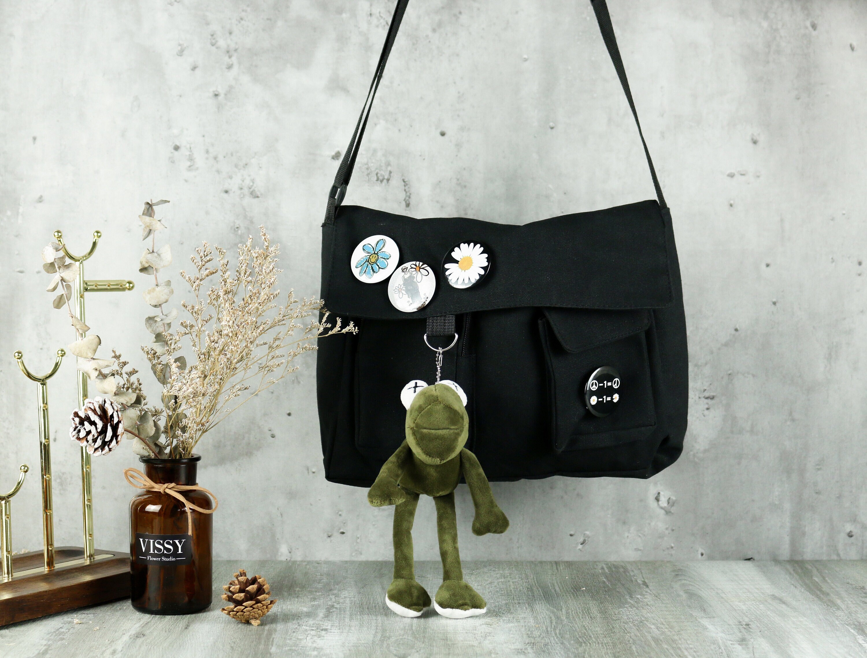 Daisy Flower Canvas Shoulder Tote Bagsminimalist Bagluxury Etsy