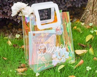 Personalized transparent handbag - Customized lightweight shopping bag - Essential for spring outdoor picnics - Perfect gift choice