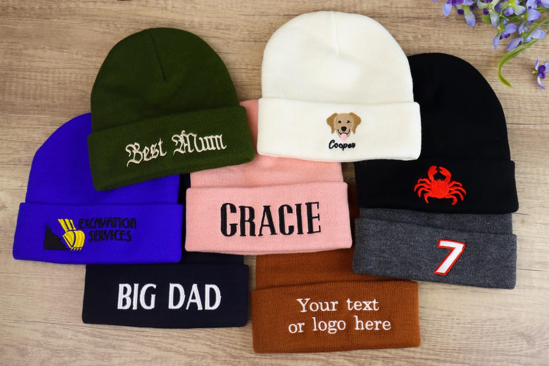 Text Hats Custom Beanie Custom Logo/text Hats,custom Personalized Embroidery Hat ...