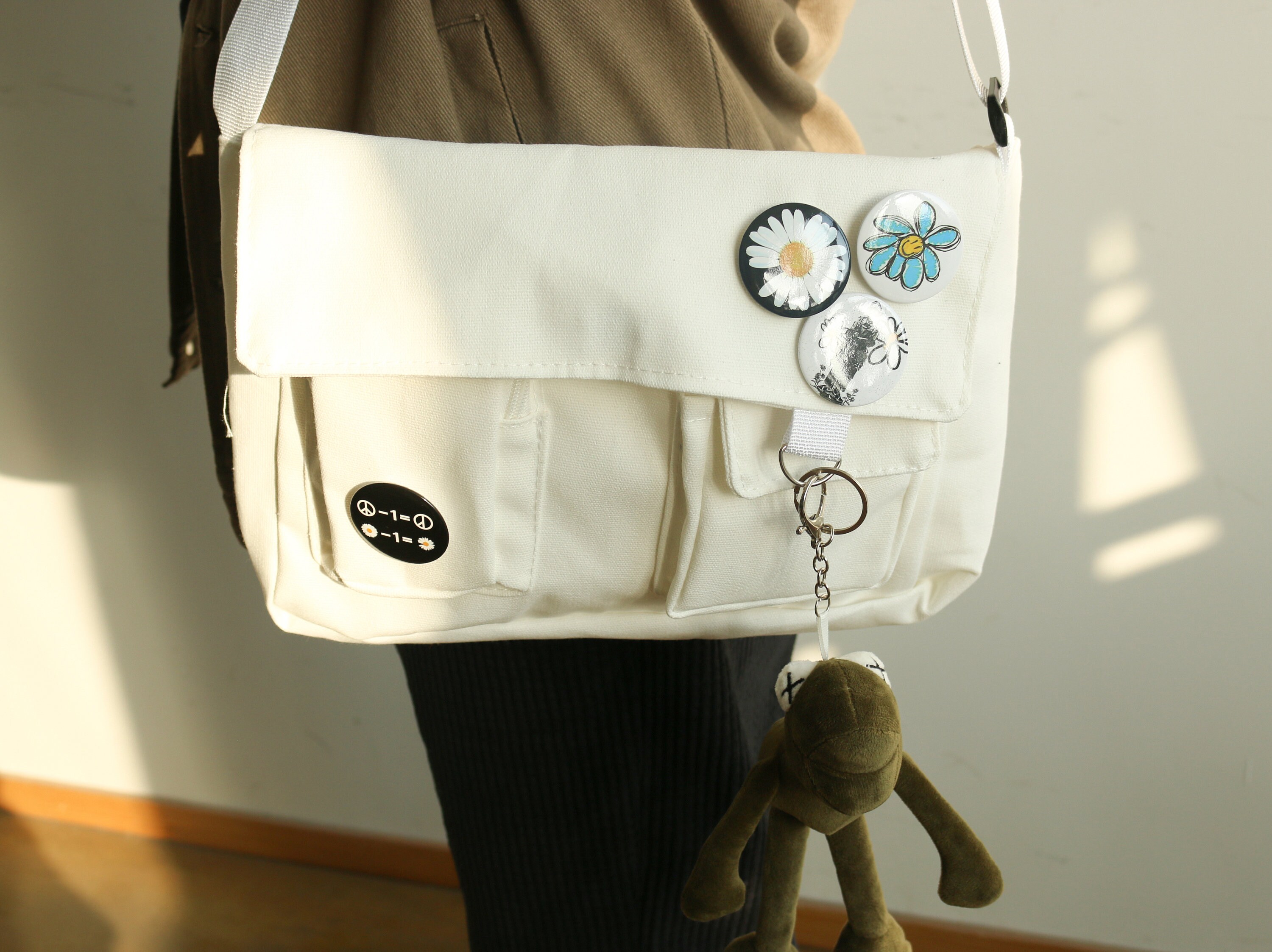 Daisy Flower Canvas Shoulder Tote Bagsminimalist Bagluxury Etsy