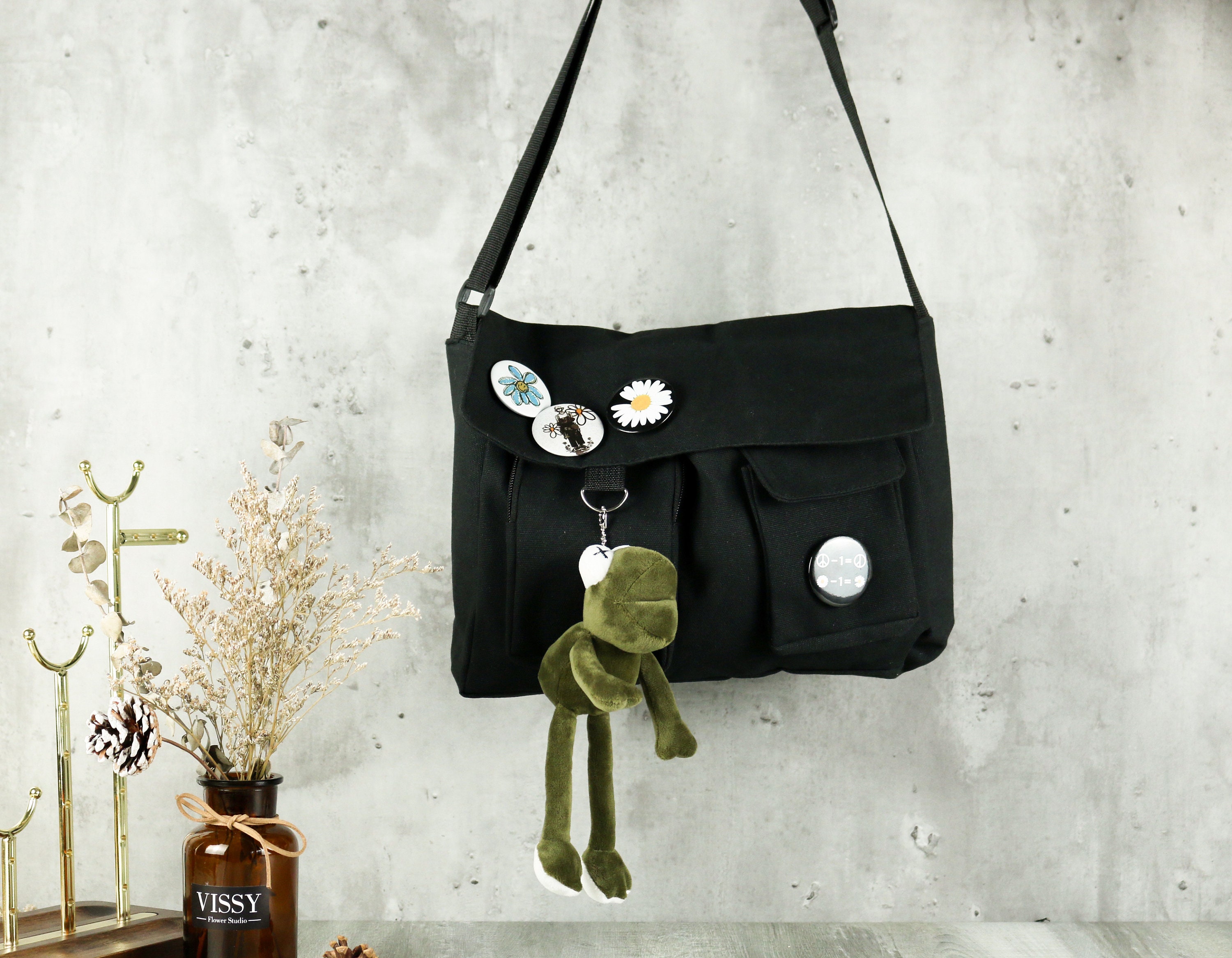Daisy Flower Canvas Shoulder Tote Bagsminimalist Bagluxury Etsy