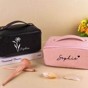 Personalised cosmetic bag with small monogram custom makeup bag personalized gift for her personalised gift for bridesmaid organizer image 3