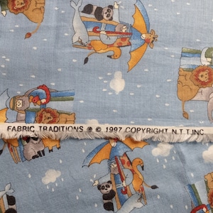 By the Yard, Fabric Traditions, Noah&#39;s Ark Fabric, All Over Toss Blue, 1997