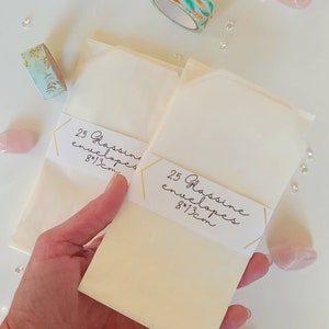 Set 25/50/100 buste in pergamino, buste di carta trasparenti biodegradabili ed ecologiche per gioielli, coriandoli, adesivi, semi