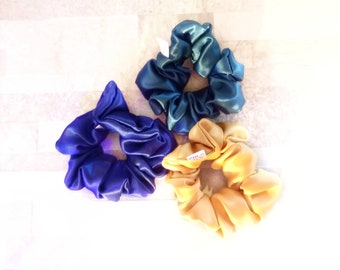 Metallic Satin Schrunchies, Hair Gift for Mom, Hair Tie for woman, Small Hair Elastic, Matching Gift for Bridesmaids, Hair Accessories