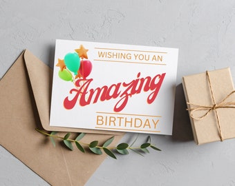Balloons Birthday Card, Printable Greeting (Digital Download)