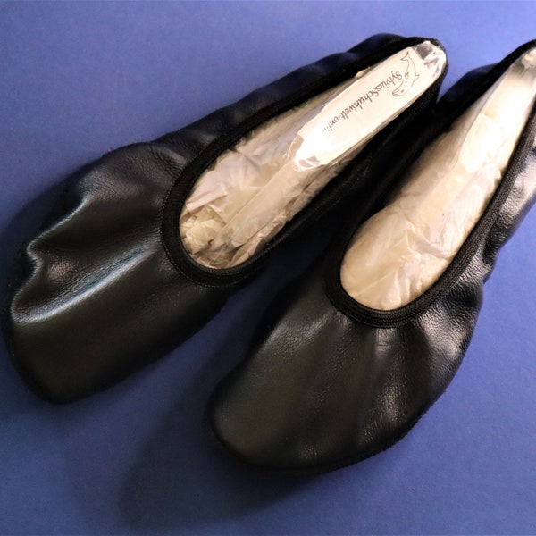 Zachte leren pantoffels MajestiBallerina pantoffels balletschoenen Celia Zachte zwarte 24-48 reispantoffels