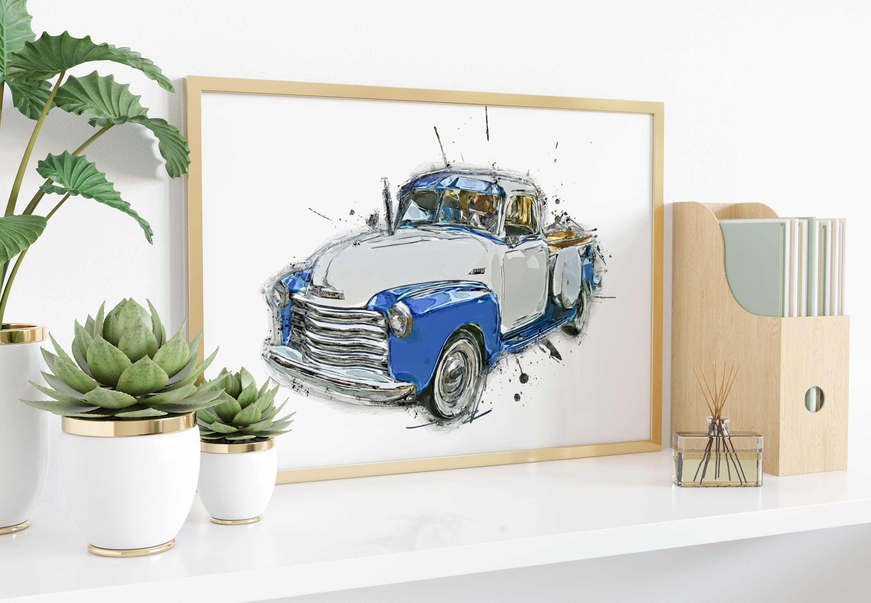 Automobile Américaine Pickup Usa - Impression Numérique Originale