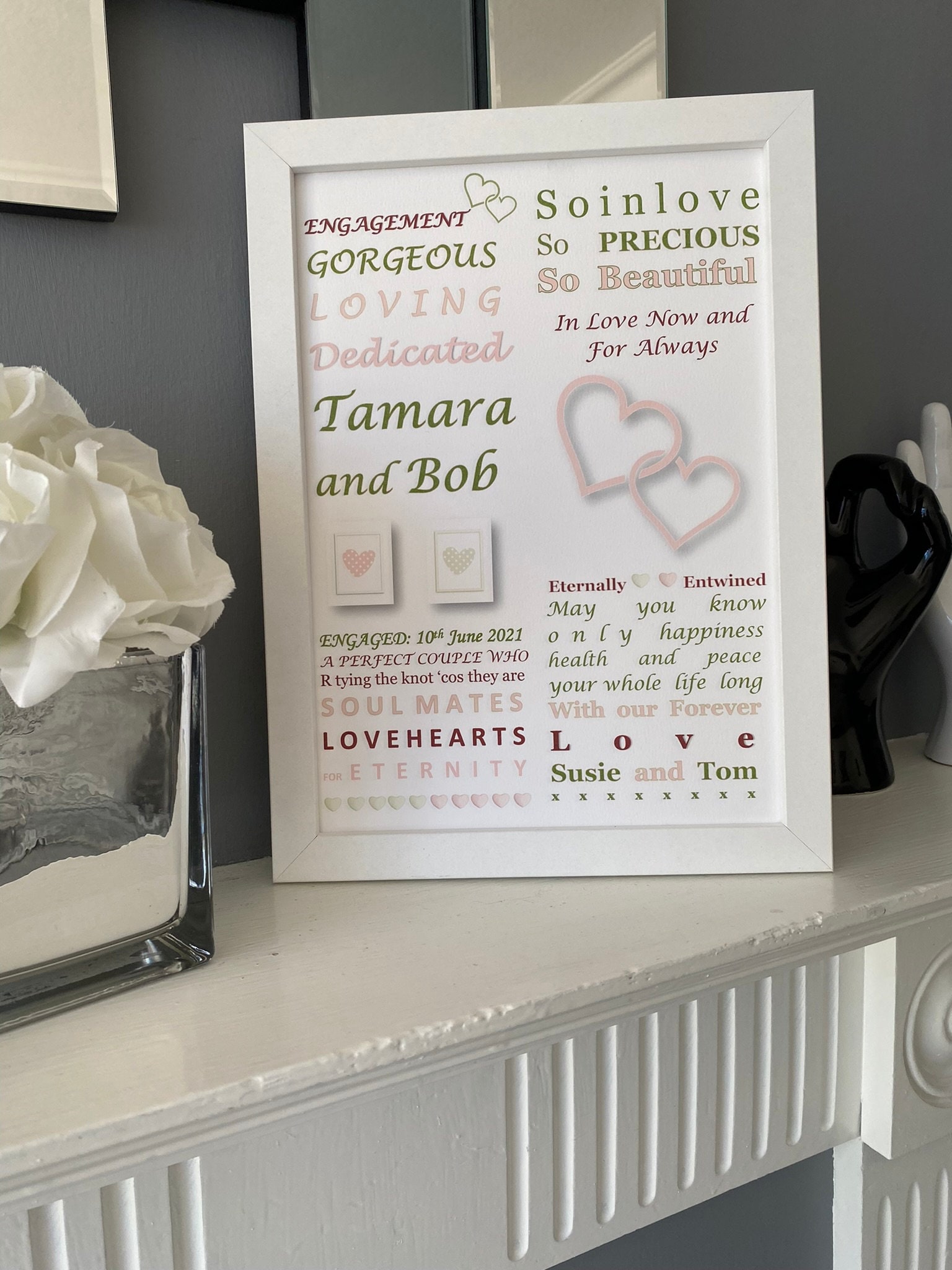 FRAMED Customised Engagement Word Art Print/customised - Etsy