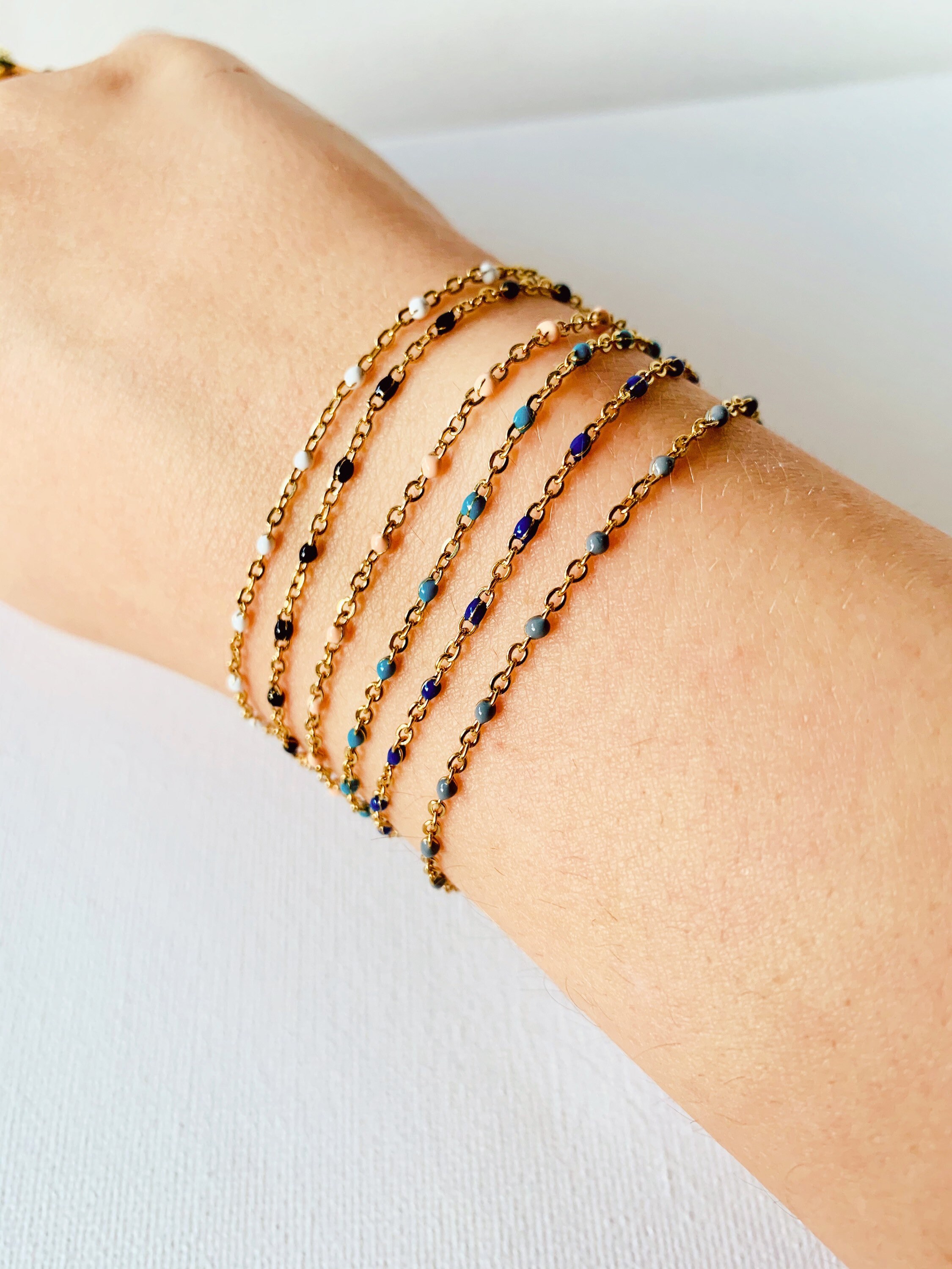 Bracelet en acier inoxydable pour femmes bracelet de perles dargent,  bracelet de perles en acier inoxydable, bracelet perlé dargent sans  ternissement, bracelet extensible -  France