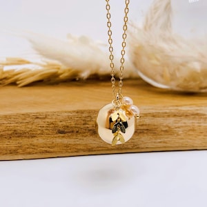 Bola de ouro para gravidez com pérolas cultivadas – Joias para futuras mães, presente para mulheres grávidas, colar de som para gravidez, Bola de maternidade
