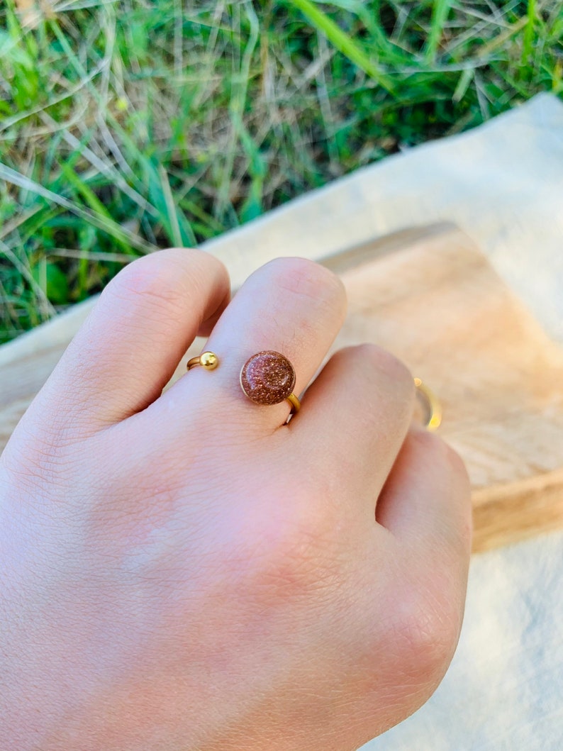 semi-precious stone and stainless steel rings image 3