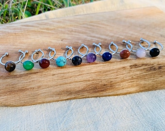 semi-precious stone and stainless steel rings
