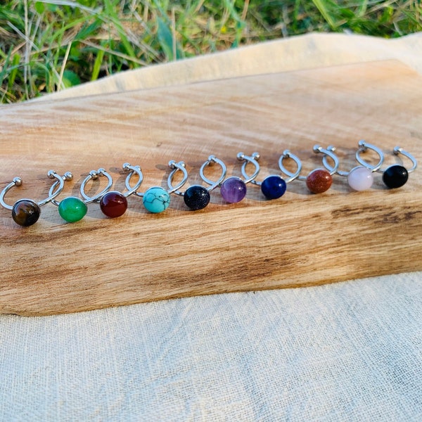 semi-precious stone and stainless steel rings