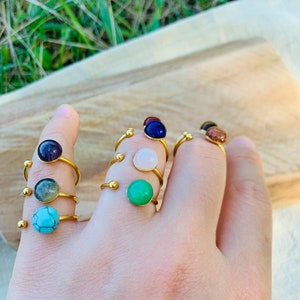 semi-precious stone and stainless steel rings image 1