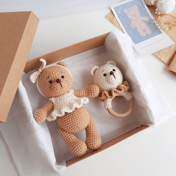 New baby girl gift basket Baby shower gift box for girl Newborn gift basket for baby girl Bear toddler toys