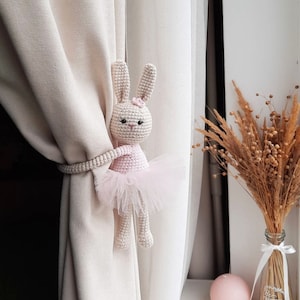 Ballerina bunny curtain tieback Rabbit tie back Nursery animal curtain tie back Bunny tie back Bunny nursery decor Nursery tieback