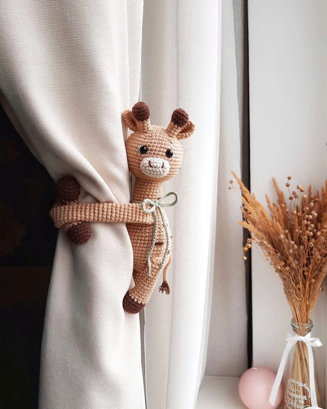 Giraffe Curtain Tie Back Nursery Decor Safari Baby Shower Animal