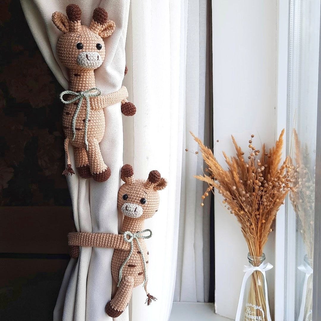 Giraffe Curtain Tie Back Safari Nursery Decor Neutral Safari Tie Backs Giraffe Curtain Tie Back