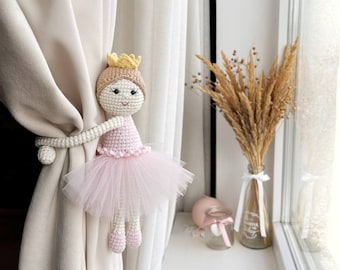 Ballerina princess curtain tieback Princess tie back Nursery girl curtain tie back Ballerina tie back Princess nursery decor Nursery tieback