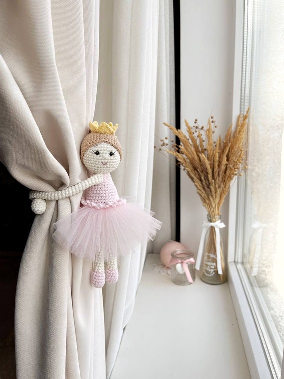 Ballerina princess curtain tieback Princess tie back Nursery girl curtain tie back Ballerina tie back Princess nursery decor Nursery tieback