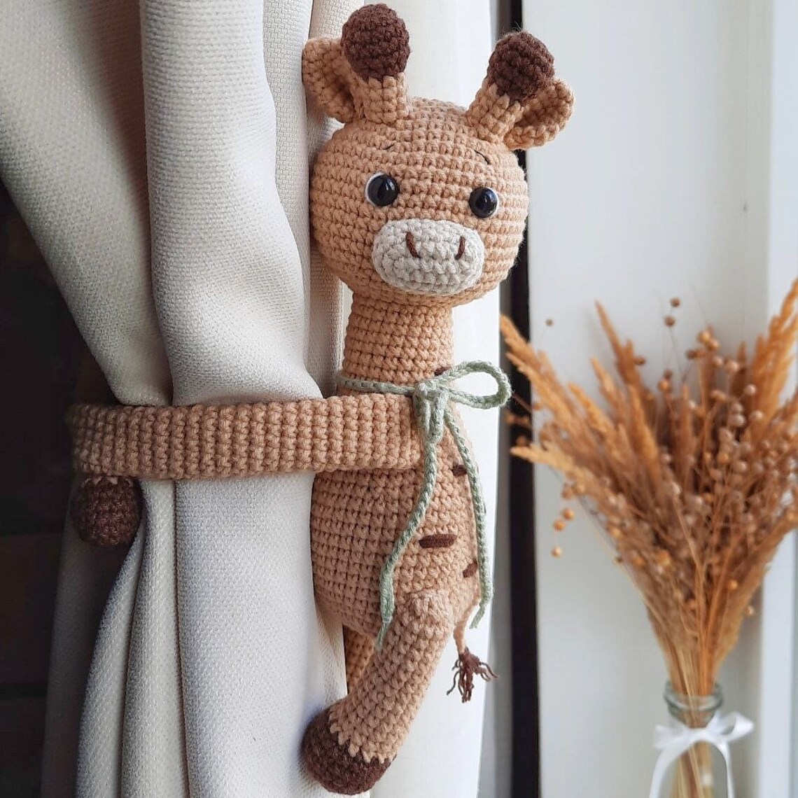 Giraffe Curtain Tie Back Safari Nursery Decor Neutral Safari Etsy