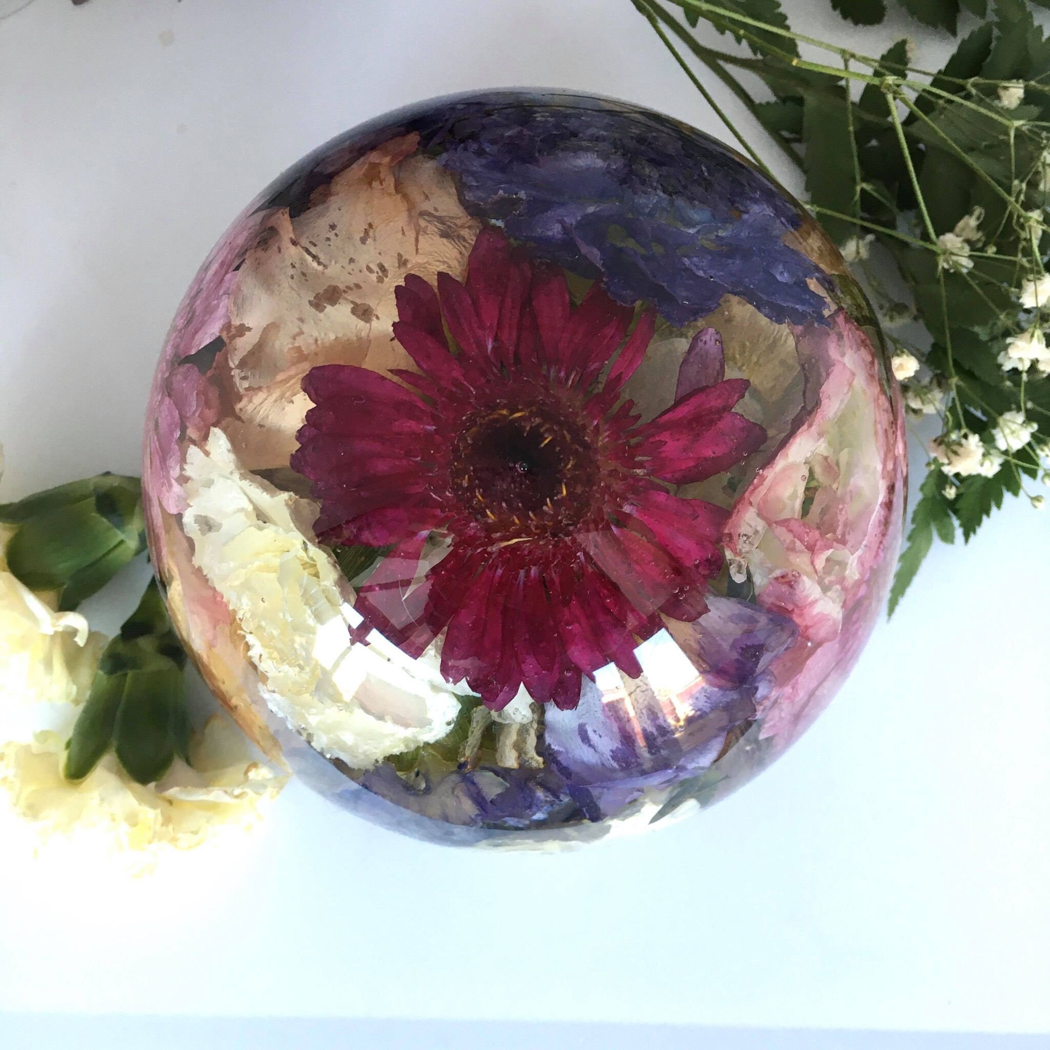 Extra large resin sphere 14cm Bouquet preservation Wedding Etsy