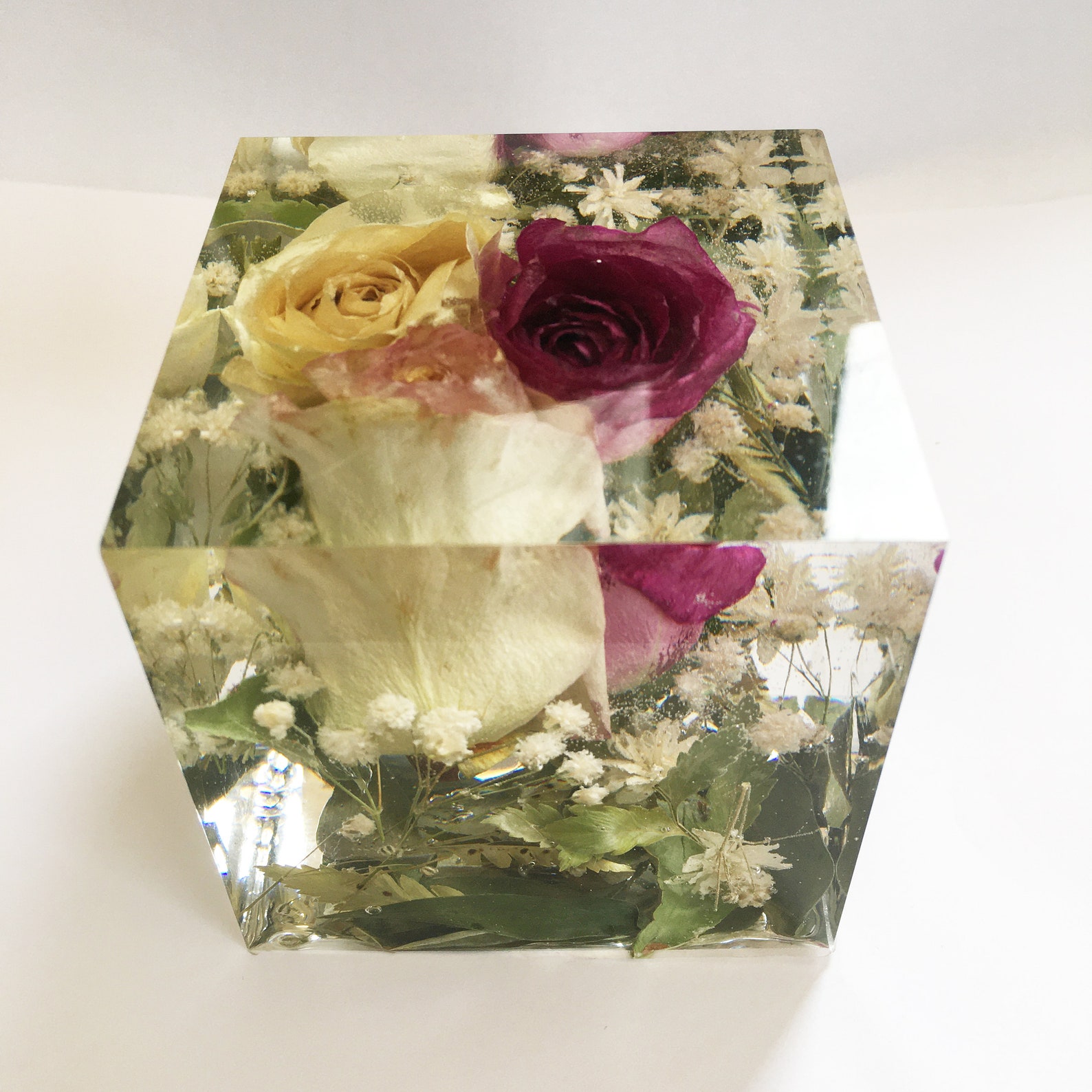 Large resin cube flower preservation wedding flowers Etsy