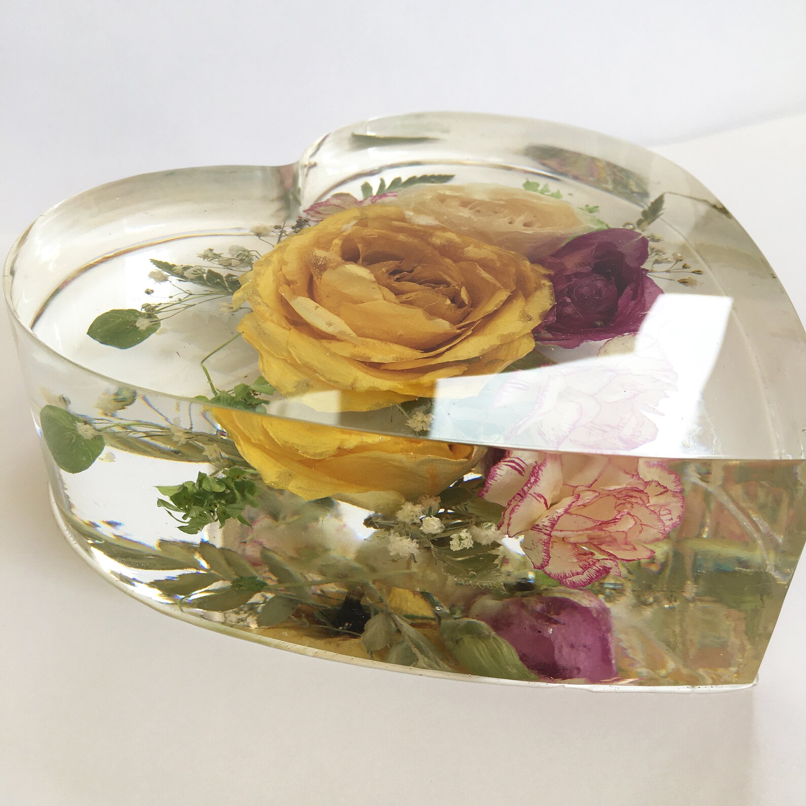 Resin heart 15cm resin heart flower preservation resin Etsy