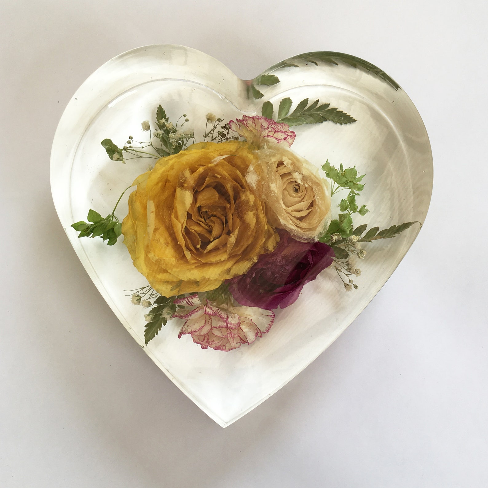 Resin heart 15cm resin heart flower preservation resin Etsy