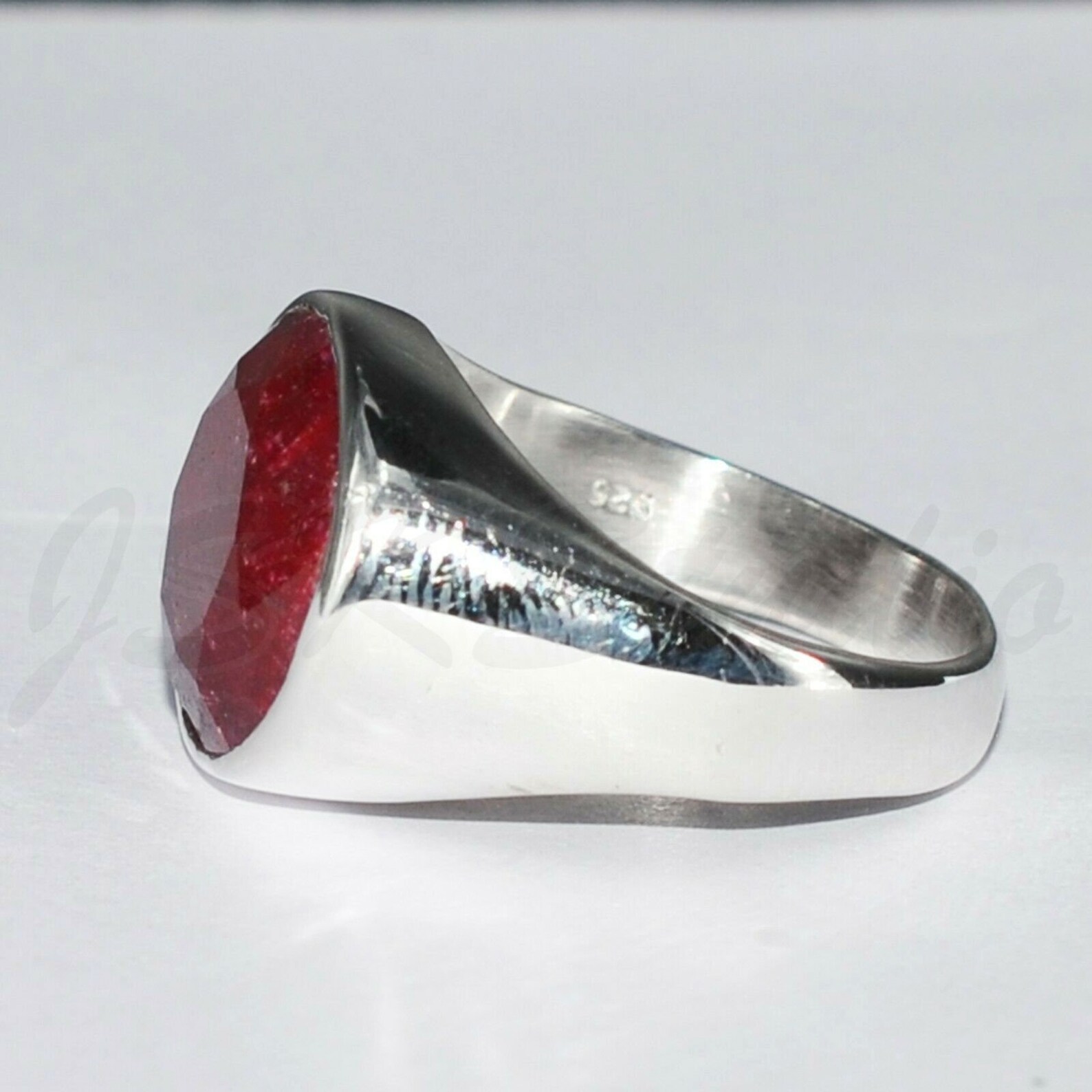 Natural Ruby Ring 925 Sterling Silver Round Gemstone Wide | Etsy