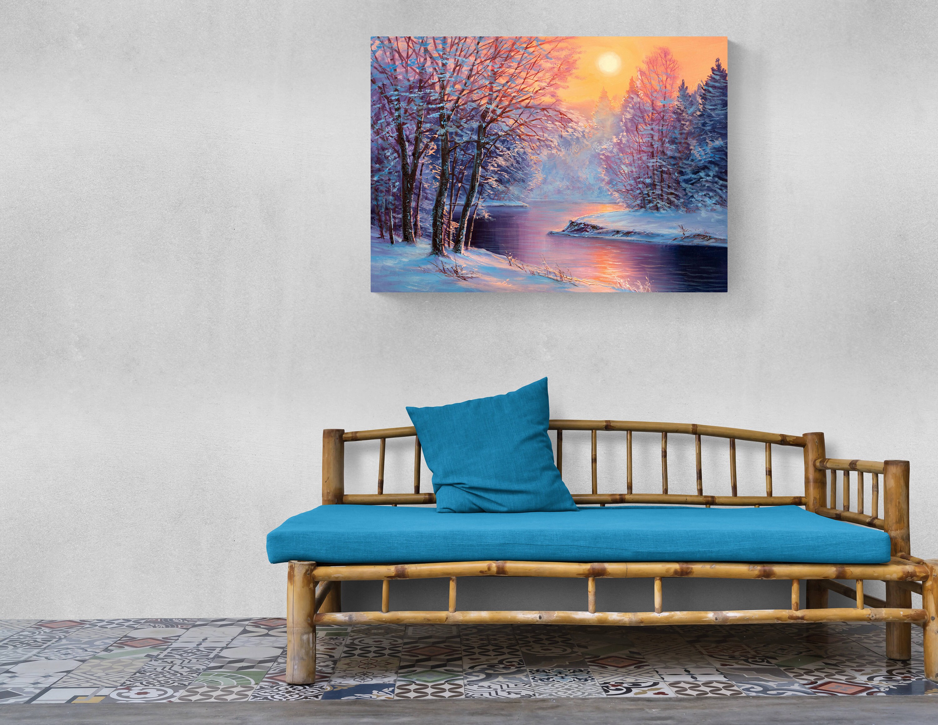 Winter Wall Art Snow Print Forest Canvas Art Etsy