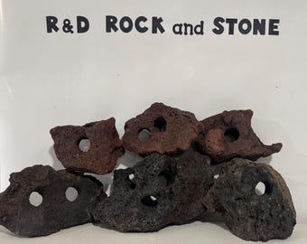 Set di 6 rocce laviche con fori di passaggio per il nuoto da 2,5 cm (totale di 14) per acquario/vasca.