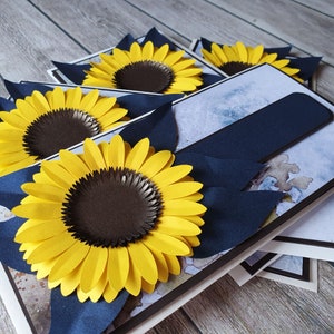Handgemachte Karte mit einer Sonnenblume zum Geburtstag und Muttertag, Sonnenblumen Karte
